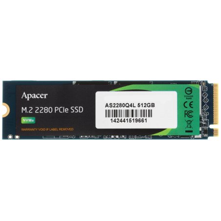 Накопитель SSD Apacer AS2280Q4L, 512Gb, M.2 2280, PCIe 4.0 x4, NVMe, R/W 3600/3000