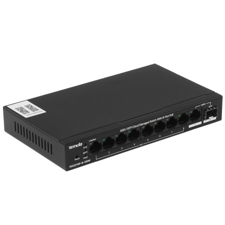 Коммутатор управляемый PoE Tenda TEG2210P-8-120W, 10 портов, 9x1 Gbит/с, SFP 1x1 Gbит/с, PoE 8x30Вт (до 110 Вт)