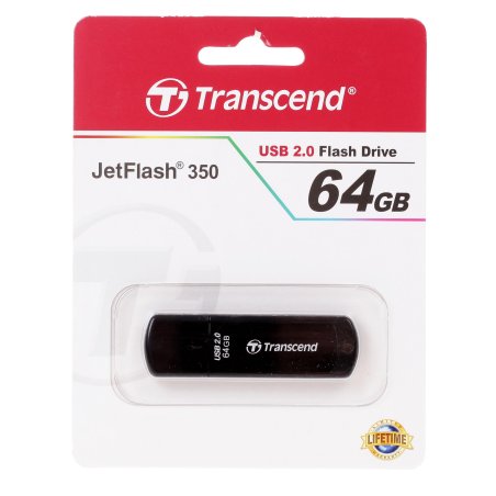 Флешка USB Transcend JetFlash 350 (TS64GJF350), 64Gb, USB 2.0, R/W 15/7, черный