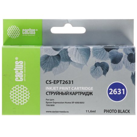 Картридж струйный Cactus CS-EPT2631 (26XL) фото черный (11.6 мл) для Epson Expression Home XP-600/605/700/800