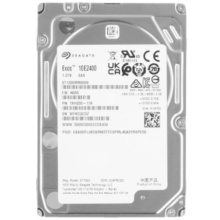 Жесткий диск Seagate HDD SAS 2,5" Seagate 1.2Tb, ST1200MM0009, Exos 10E2400, SAS 12Gbит/с, 10000 rpm, 128Mb buffer, 15мм