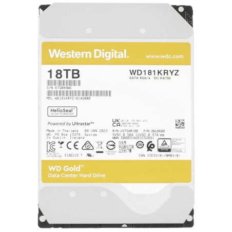 Жесткий диск Western Digital SATA 18Tb 7200RPM 6Gb/S 512MB GOLD WD181KRYZ
