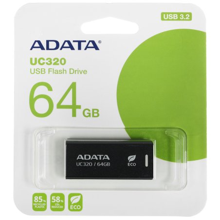 Флешка USB ADATA UC320 (UC320-64G-RBK/BK), 64Gb, USB 3.2, R/W 100/30, черный
