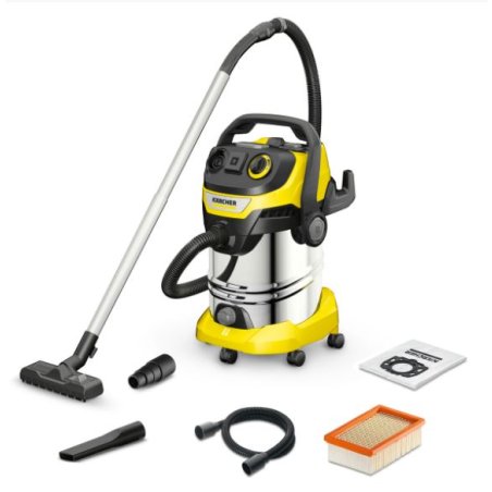 Строительный пылесос Karcher WD 6 P S V-30/6/22/T желтый, 1300 Вт, уборка сухая/сбор воды, пылесборник мешок/контейнер, 30 л