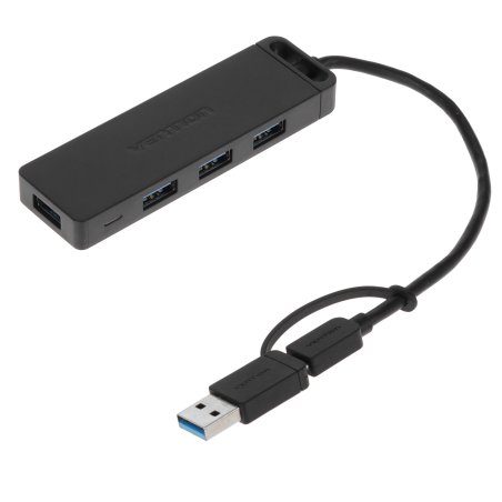 Концентратор Vention OTG USB-C+USB 3.0 / 4xUSB 3.0 порта черный - 0.15м. Концентратор Vention OTG USB-C+USB 3.0 / 4xUSB 3.0 порта черный - 0.15м.