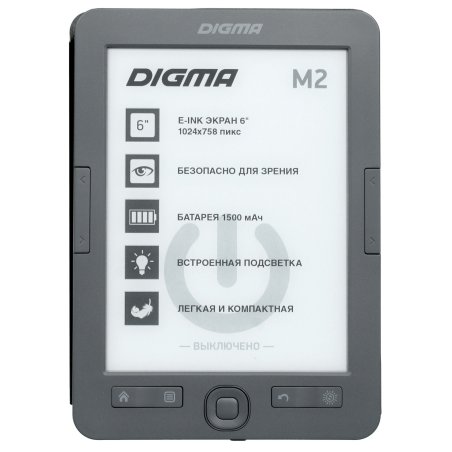 Электронная книга Digma K1 6" E-ink HD Pearl 758x1024 600MHz 128Mb/4Gb/SD/microSDHC темно-серый