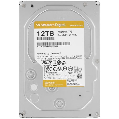 Жесткий диск Western Digital 12Tb WD122KRYZ Gold, SATA3, Cache 512MB, 7200 rpm