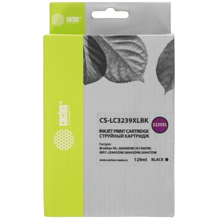 Картридж струйный Cactus CS-LC3239XLBK черный (129 мл) для Brother HL-J6000DW/J6100DW