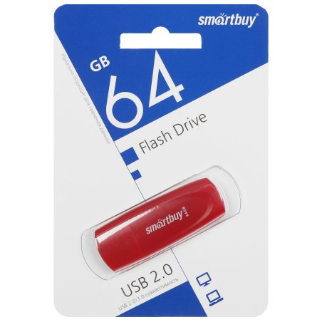 Флешка USB Smartbuy R/W (SB064 Gb2SCR) UFD 2.0 064 Gb Scout красный красный