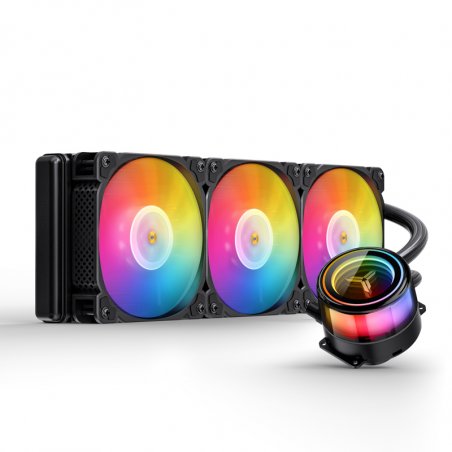 Система жидкостного охлаждения Jonsbo TG-420 ARGB Black, 420 мм, 3x140 мм, 800-1800 об/мин, 20.3-36.2 дБ, 4-pin PWM, 300 Вт, ARGB, черный