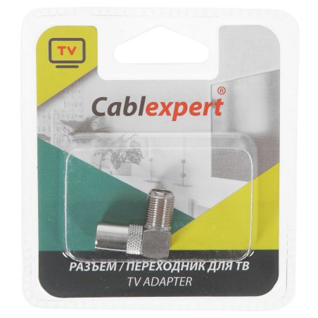 Переходник Cablexpert APL-FTVM-02, F (мама) / TV (папа), 90 градусов, блистер