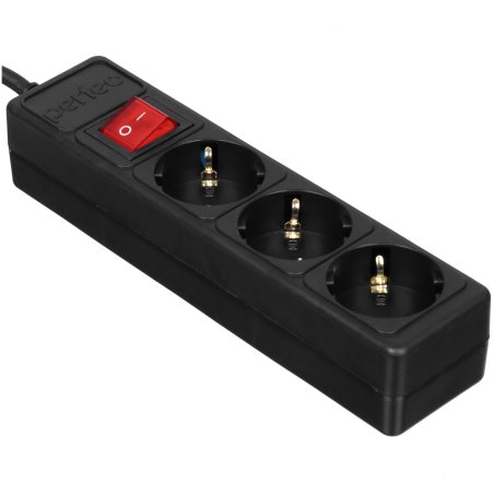 Сетевой фильтр Perfeo "POWER+",PF_A4666 (3м, 3 розетки, черный (PF-PP-3/3,0-B))