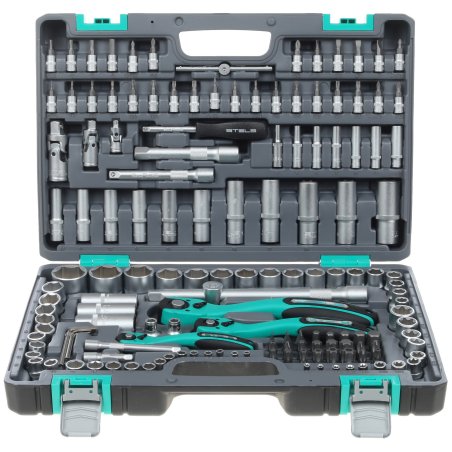 Набор инструментов STELS 141141/4'' 3/8'' 1/2'' cr-v s2 усиленный кейс 151предм.