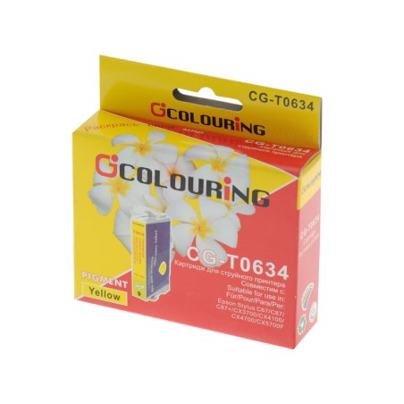 Картридж струйный Colouring CG-CLI-521Y желтый с чипом водный (9 мл) для Canon IP3600/IP4600/MP540/MP550/MP620/MP630/MP980