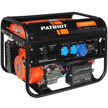 Электрогенератор бензиновый Patriot GP 6510AE, 5.5 кВт, 78 дБ, 80 кг