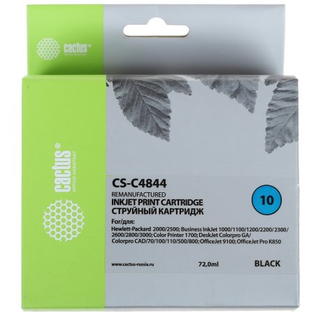 Картридж струйный Cactus CS-C4844 черный (72 мл) для №10 HP 2000/2500/1000/1100/1200