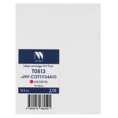 Картридж струйный NVPrint T0813 (NV-C13T11134A10) Magenta для Epson Stylus Photo 1410/R270/R290/R295/R390/RX590/RX610/RX615/X690/TX650/TX659/TX700/TX700W/TX710W/TX800/T50/T59 (18.2 мл) совместимый