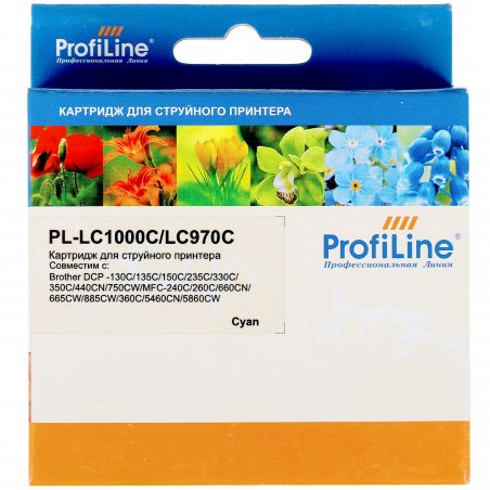 Картридж струйный ProfiLine PL-LC1000C/LC970BC для принтеров Brother DCP -130C/135C/150C/235C/330C/350C/440CN/750CW/MFC-240C/260C/660CN/665CW/885CW/360C/5460CN/5860CW 20 мл Cyan
