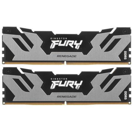 Оперативная память Kingston Fury Renegade, DDR5, 32Gb (2x16Gb), 6400MHz, CL32, DIMM, с радиатором, серебристый/черный