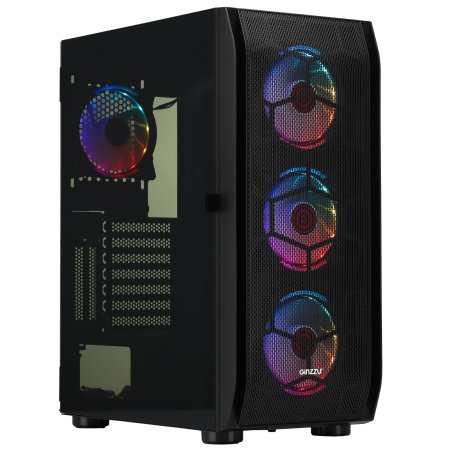 Компьютерный корпус Ginzzu GL300 FAN 12CM RGb*4 USB 3.0 Window