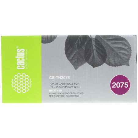 Картридж лазерный Cactus CS-TN2075 черный (2500 стр.) для Brother DCP-7010/7010R/7020/7025/7025R/FAX-2820/2825/2825R/2920/2920R/HL-2030/2030R/2040/2040R/2070N/2070/2070NR/MFC-7225/7225N/7420/7420R/7820/7820N/7820NR/7820R