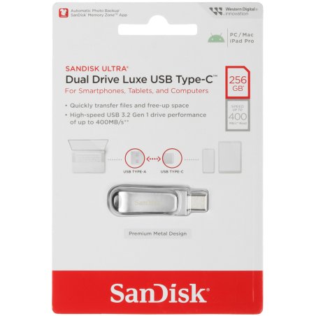 Флешка USB 256Gb SanDisk Ultra Dual Luxe, USB 3.1 - USB Type-C