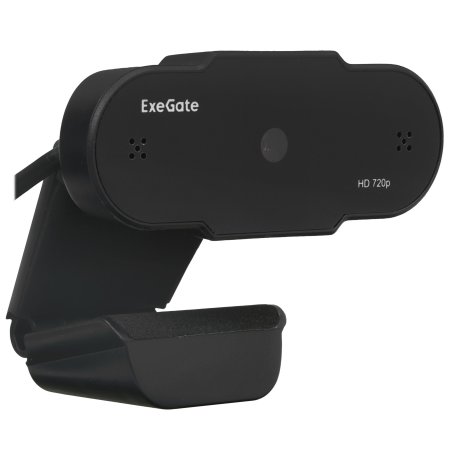 Веб-камера ExeGate EX287386RUS BlackView C525 HD Tripod (матрица 1/3" 1,3 Мп, 1280х720, 720P, 30fps, 4-линзовый объектив, шторка, USB, фиксированный фокус, микрофон с шумоподавлением, универсальное крепление, штатив Flex в комплекте, кабель 1,5 м, Win Vis