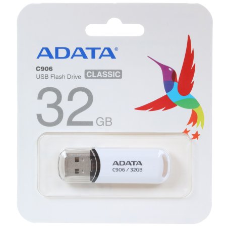 Флешка USB ADATA C906 (AC906-32G-RWH), 32Gb, USB 2.0, R/W 15/5, белый