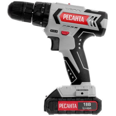 Дрель-шуруповерт аккумуляторная Ресанта ДА-18-2ЛК-У 75/14/6, Аккумуляторная, 18В, 2 АКБ, Ударная, Кейс