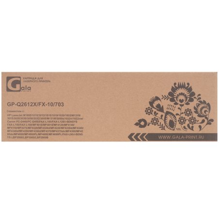 Картридж лазерный GalaPrint GP-Q2612A/703 черный (2000 стр) для HP LJ 1010/1012/1015/1018/1020/1022/3015/3020/3030/3050/3052/3055/M1005/M1005MFP/M1319/M1319MFP/ Canon LBP 2900/3000