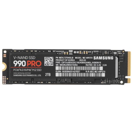 Накопитель SSD Samsung 990 PRO, 2Tb, PCIe 4.0 x4, M.2 2280, NVMe, R/W 7450/6900