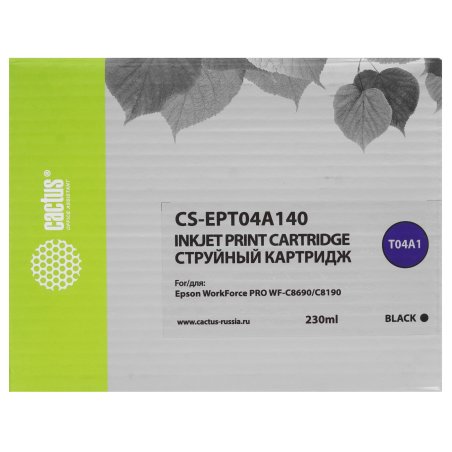 Картридж струйный Cactus CS-EPT04A140 черный (230 мл) для Epson WorkForce Pro WF-C8190, WF-C8690
