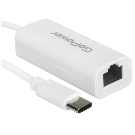 Адаптер GoPower Type-C (m)-RJ-45 (f) 100 мб/с белый (1/100)