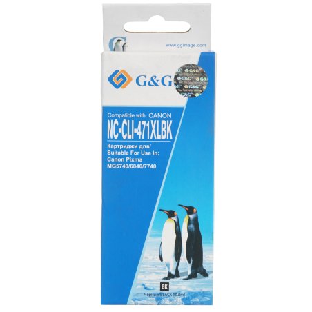 Картридж струйный G&G NC-CLI-471XLBK CLI-471XL BK фото черный (10.8мл) для Canon TS5040/MG5740/MG6840/MG7740