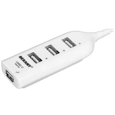 Разветвитель USB 2.0 на 4 порта белый Rexant