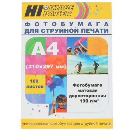 Фотобумага матовая двусторонняя (Hi-image paper) A4, 190 г/м, 100 л.