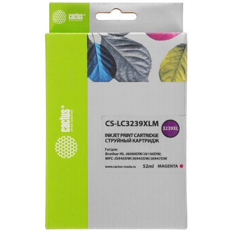 Картридж струйный Cactus CS-LC3239XLM пурпурный (52мл) для Brother HL-J6000DW/J6100DW