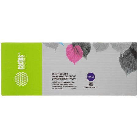 Картридж струйный Cactus CS-EPT636900 (T6369) светло-серый (700 мл) для Epson Stylus PRO 7700/7890/7900/9700