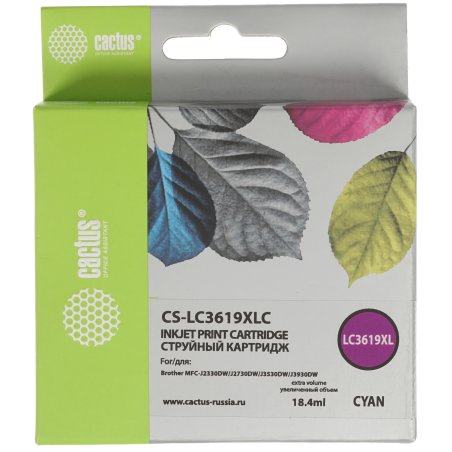 Картридж струйный Cactus CS-LC3619XLC голубой (18.4 мл) для Brother MFC-J2330DW/J2730DW/J3530DW/J3930DW