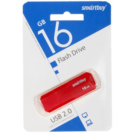 Флешка USB Smartbuy R/W 16 Gb CLUE красный (SB16 GbCLU-R)