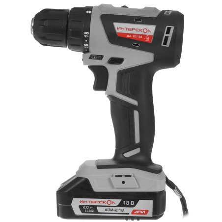 Дрель-шуруповерт аккумуляторная ИНТЕРСКОЛ ДА-10/18В МиниМАКС, 12 В, 2 А·ч, аккумуляторная