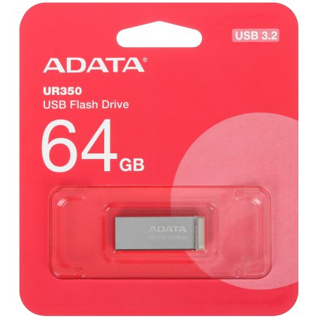 Флешка USB ADATA UR350 (UR350-64G-RSR/BG), 64Gb, USB 3.2, R/W 100/15, серебристый/коричневый