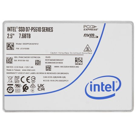 Накопитель SSD Intel D7-P5510, 7.5Tb, 2.5", PCIe 4.0 x4, NVMe, U.2, R/W 7000/4194