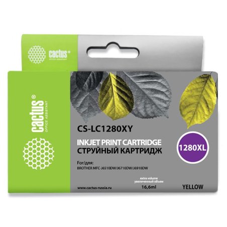 Картридж струйный Cactus CS-LC1280XY желтый (16,6 мл) для Brother MFC-J6510/6910DW