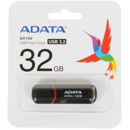 Флешка USB ADATA UV150 (AUV150-32G-RBK), 32Gb, USB 3.0, R/W 100/30, черный