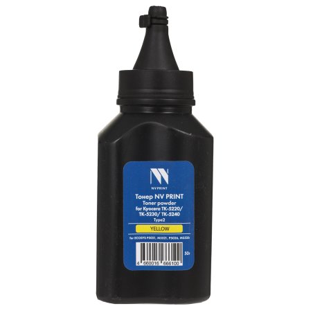 Тонер NVPrint для Kyocera TK-5220/TK-5230/TK-5240 Type2 (50г) Yellow совместимый