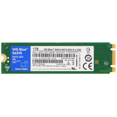 Накопитель SSD WD Blue SA510 WDS100T3B0B, 1Tb, SATA III, M.2 2280, R/W 560/520
