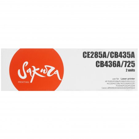 Комплект картриджей Sakura CE285A/CB435A/436A/725 для HP, Canon, черный, 2000+2000 к.(2 картриджа в упаковке)