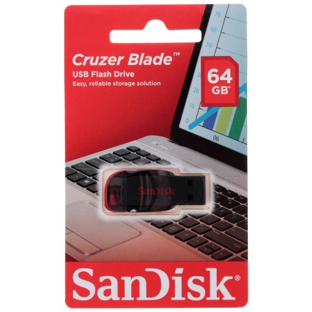 Флешка USB Sandisk 64Gb Cruzer Blade SDCZ50-064G-B35 USB 2.0 черный/красный