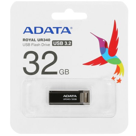 Флешка USB ADATA UR340 (AROY-UR340-32GbK), 32Gb, USB 3.2, R/W 100/30, черный